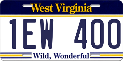WV license plate 1EW400