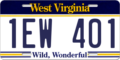 WV license plate 1EW401