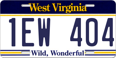 WV license plate 1EW404