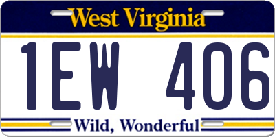 WV license plate 1EW406