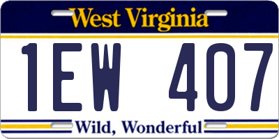 WV license plate 1EW407