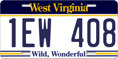 WV license plate 1EW408
