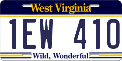 WV license plate 1EW410