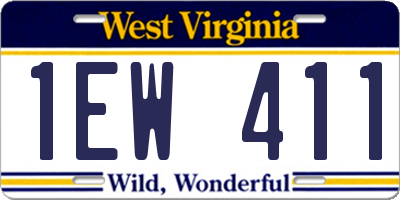 WV license plate 1EW411