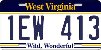 WV license plate 1EW413