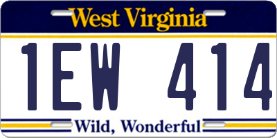 WV license plate 1EW414