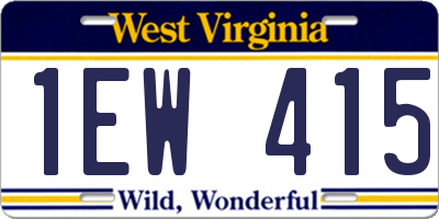 WV license plate 1EW415