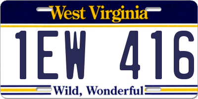 WV license plate 1EW416