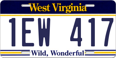 WV license plate 1EW417