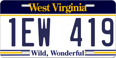 WV license plate 1EW419