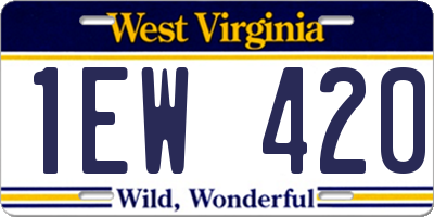 WV license plate 1EW420