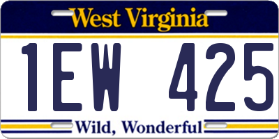 WV license plate 1EW425