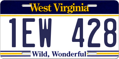 WV license plate 1EW428