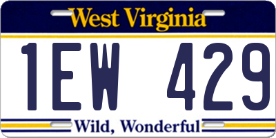 WV license plate 1EW429
