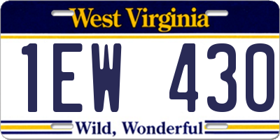 WV license plate 1EW430