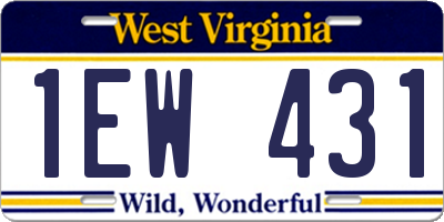 WV license plate 1EW431