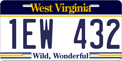 WV license plate 1EW432
