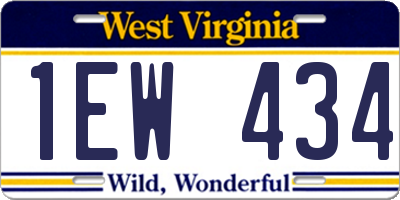 WV license plate 1EW434