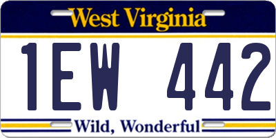 WV license plate 1EW442