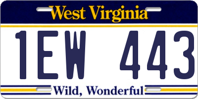 WV license plate 1EW443