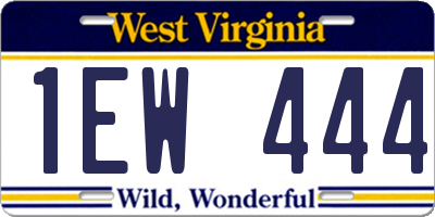 WV license plate 1EW444