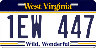 WV license plate 1EW447
