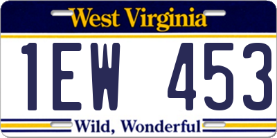 WV license plate 1EW453