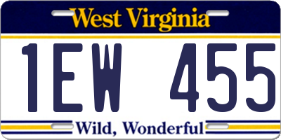 WV license plate 1EW455