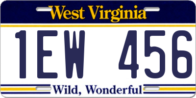 WV license plate 1EW456