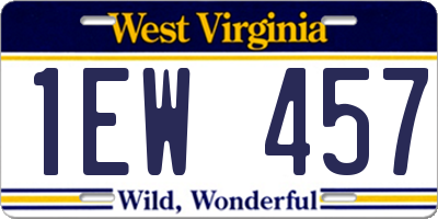 WV license plate 1EW457