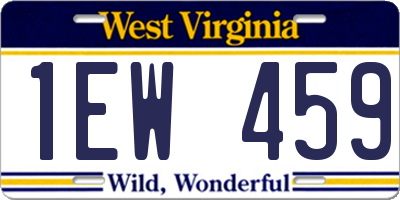 WV license plate 1EW459