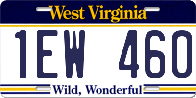 WV license plate 1EW460