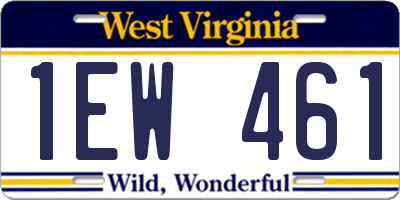 WV license plate 1EW461