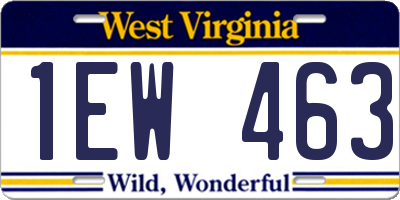WV license plate 1EW463