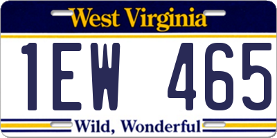 WV license plate 1EW465