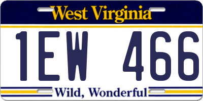 WV license plate 1EW466