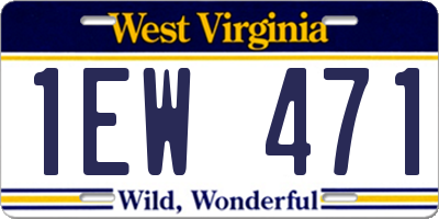 WV license plate 1EW471