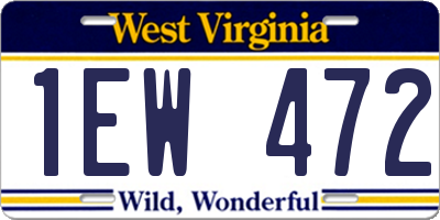 WV license plate 1EW472