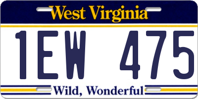 WV license plate 1EW475