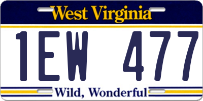 WV license plate 1EW477