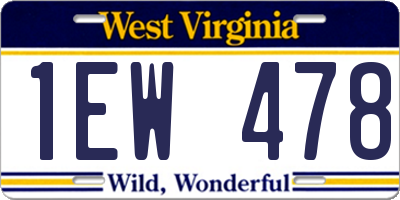 WV license plate 1EW478