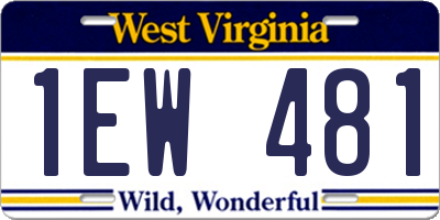 WV license plate 1EW481