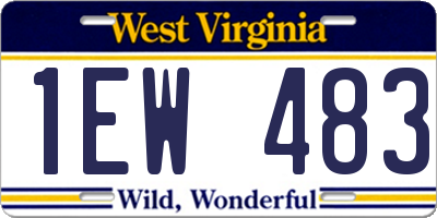 WV license plate 1EW483