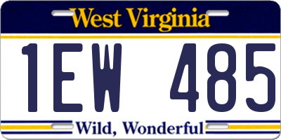 WV license plate 1EW485