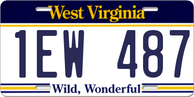 WV license plate 1EW487