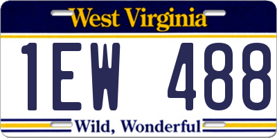 WV license plate 1EW488