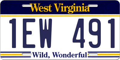 WV license plate 1EW491