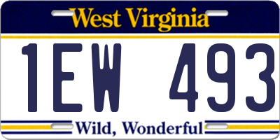 WV license plate 1EW493
