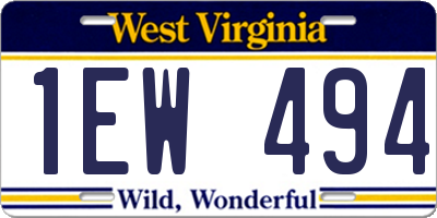 WV license plate 1EW494