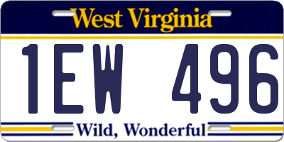 WV license plate 1EW496